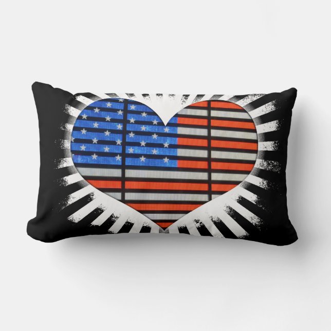 Patriotic Heart American Flag Kussen (Voorkant)