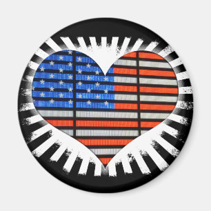 Patriotic Heart American Flag Magneet