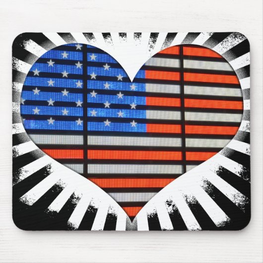 Patriotic Heart American Flag Muismat (Voorkant)