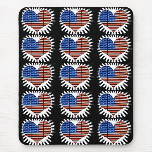 Patriotic Heart American Flag Muismat (Voorkant)