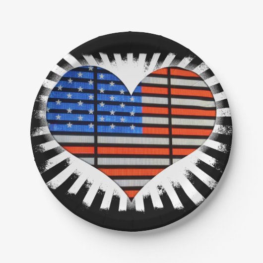 Patriotic Heart American Flag Papieren Bordje (Voorkant)