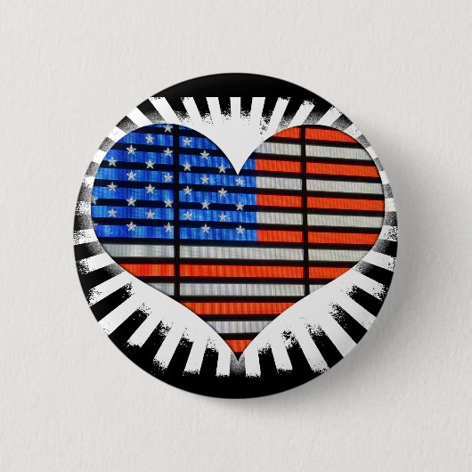 Patriotic Heart American Flag Ronde Button 5,7 Cm (Voorkant)