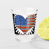 Patriotic Heart American Flag Shot Glas (Voorkant)