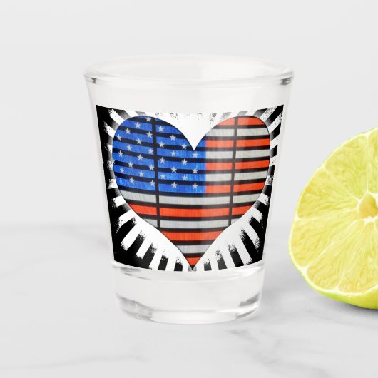 Patriotic Heart American Flag Shot Glas (Voorkant)