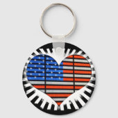 Patriotic Heart American Flag Sleutelhanger (Achterkant)