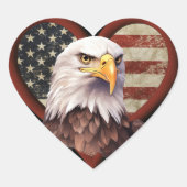 Patriotic Heart Eagle Flag Vinyl Laptop Decal Hart Sticker (Voorkant)