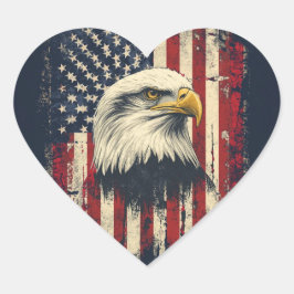 Patriotic Heart Eagle Flag Vinyl Laptop Decal Hart Sticker
