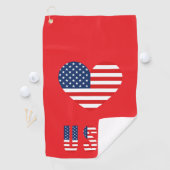 Patriotic Heart Golf Handdoek met Amerikaanse vlag (Insitu)