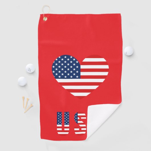 Patriotic Heart Golf Handdoek met Amerikaanse vlag (Insitu)