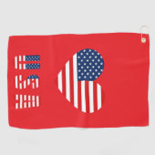 Patriotic Heart Golf Handdoek met Amerikaanse vlag (Horizontaal)
