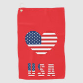 Patriotic Heart Golf Handdoek met Amerikaanse vlag (Voorkant)