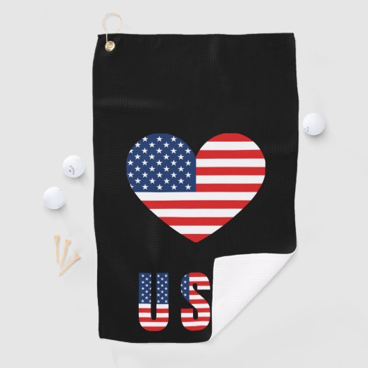 Patriotic Heart Golf Handdoek met Amerikaanse vlag (Insitu)