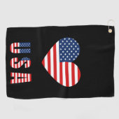 Patriotic Heart Golf Handdoek met Amerikaanse vlag (Horizontaal)