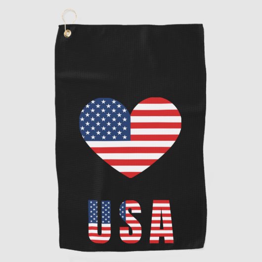 Patriotic Heart Golf Handdoek met Amerikaanse vlag (Voorkant)
