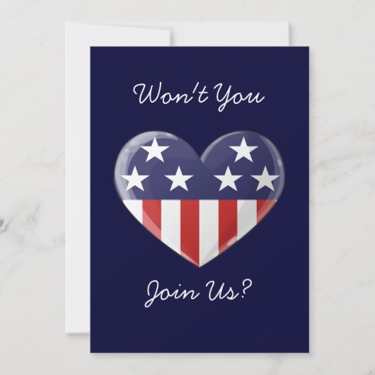 Patriotic Heart Invitation Kaart (Voorkant)