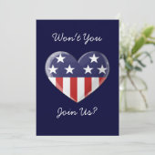Patriotic Heart Invitation Kaart (Staand voorkant)
