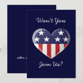Patriotic Heart Invitation Kaart (Voorkant / Achterkant)