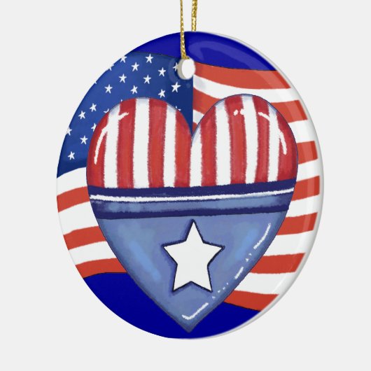 Patriotic Heart Keramisch Ornament (Links)
