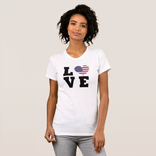 Patriotic Heart Love Gestapelde Amerikaanse vlag G T-shirt (Voorkant volledig)