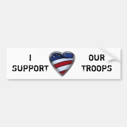 Patriotic Heart US Flag ondersteunt onze troepen Bumpersticker (Voorkant)