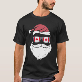 Patriotic Hipster Santa canadian flag sunglasses c T-shirt