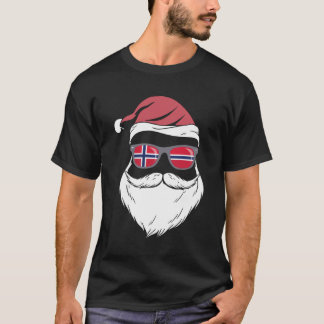 Patriotic Hipster Santa Norway flag sunglasses chr T-shirt