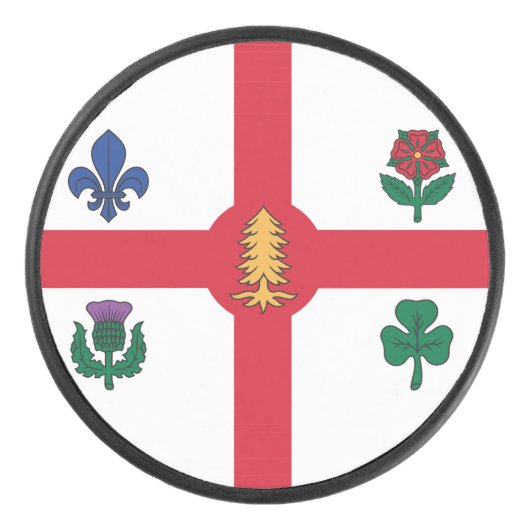 Patriotic hockey puck with flag of Montreal (Voorkant)