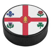 Patriotic hockey puck with flag of Montreal (3/4)
