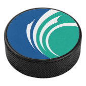 Patriotic hockey puck with flag of Ottawa (3/4)