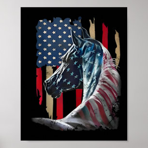 Patriotic Horse Vlag Horse Verenigde Staten 4 jul Poster