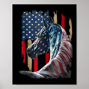 Patriotic Horse Vlag  Horse Verenigde Staten 4 jul Poster