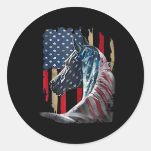 Patriotic Horse Vlag Horse Verenigde Staten 4 jul Ronde Sticker