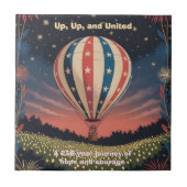 Patriotic Hot Air Balloon USA 1776–2026 Fireworks Tegeltje (Voorkant)