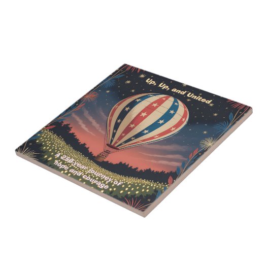 Patriotic Hot Air Balloon USA 1776–2026 Fireworks Tegeltje (Zijkant)