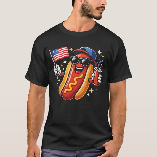 Patriotic Hot Dog 4th of July Funny T-shirt (Voorkant)