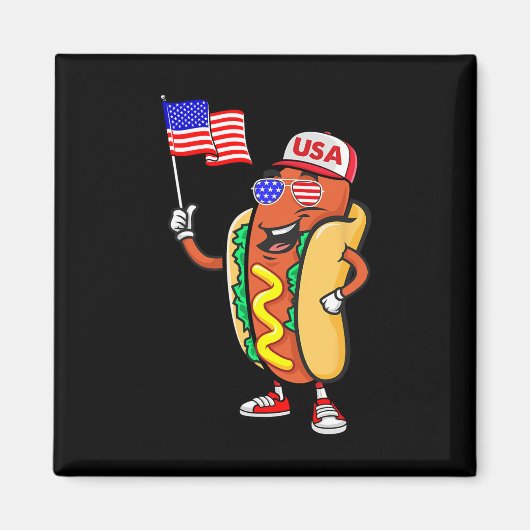 Patriotic Hot Dog American Flag Usa Funny 4th Of J Magneet (Voorkant)
