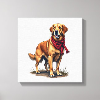 Patriotic Hunting Golden Retriever Vintage Tee Canvas Afdruk
