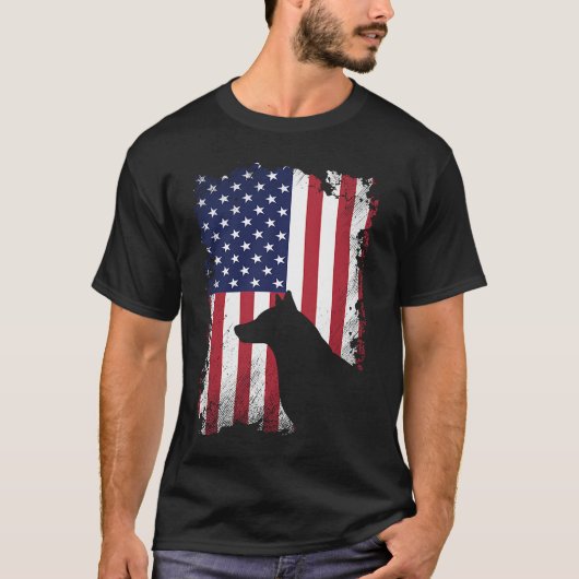Patriotic Husky American Flag Cool Dog T-shirt (Voorkant)