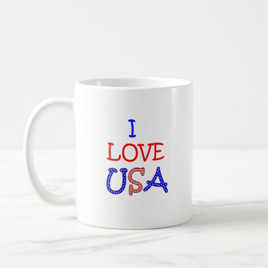 Patriotic I Love USA Koffiemok (Links)