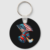 Patriotic Ice Hockey 4th Of July Usa Independence  Sleutelhanger (Voorkant)