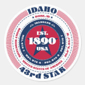 Patriotic Idaho Circle Design Sticker (Voorkant)