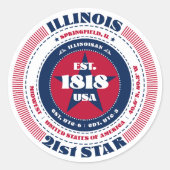 Patriotic Illinois Circle Design Sticker (Voorkant)