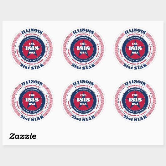 Patriotic Illinois Circle Design Sticker (Vel)