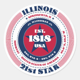 Patriotic Illinois Circle Design Sticker
