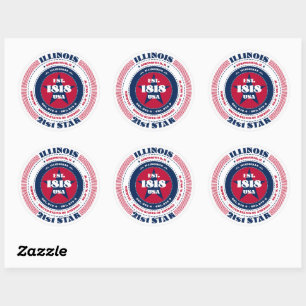 Patriotic Illinois Circle Design Sticker