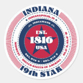 Patriotic Indiana Circle Design Sticker (Voorkant)