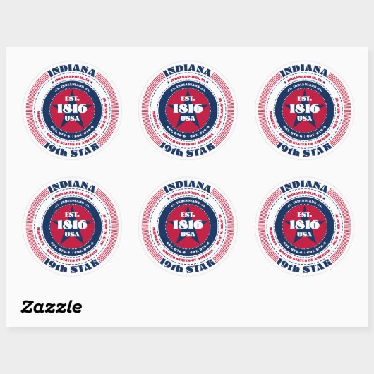 Patriotic Indiana Circle Design Sticker (Vel)