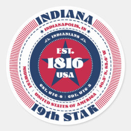 Patriotic Indiana Circle Design Sticker