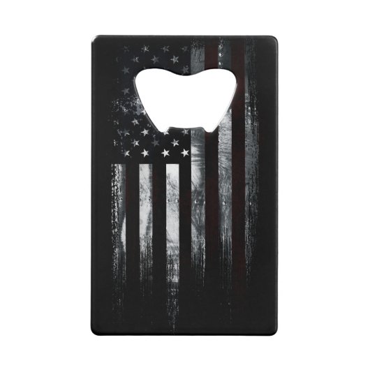 Patriotic Industrial American Flag Creditkaart Flessenopener (Voorkant)