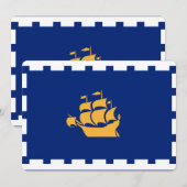 Patriotic  invitations with Flag of Quebec City Kaart (Voorkant / Achterkant)